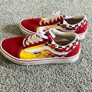 Red Vans. Comfy Cush lining. Juniors size 5. Fits like a womens size 7.